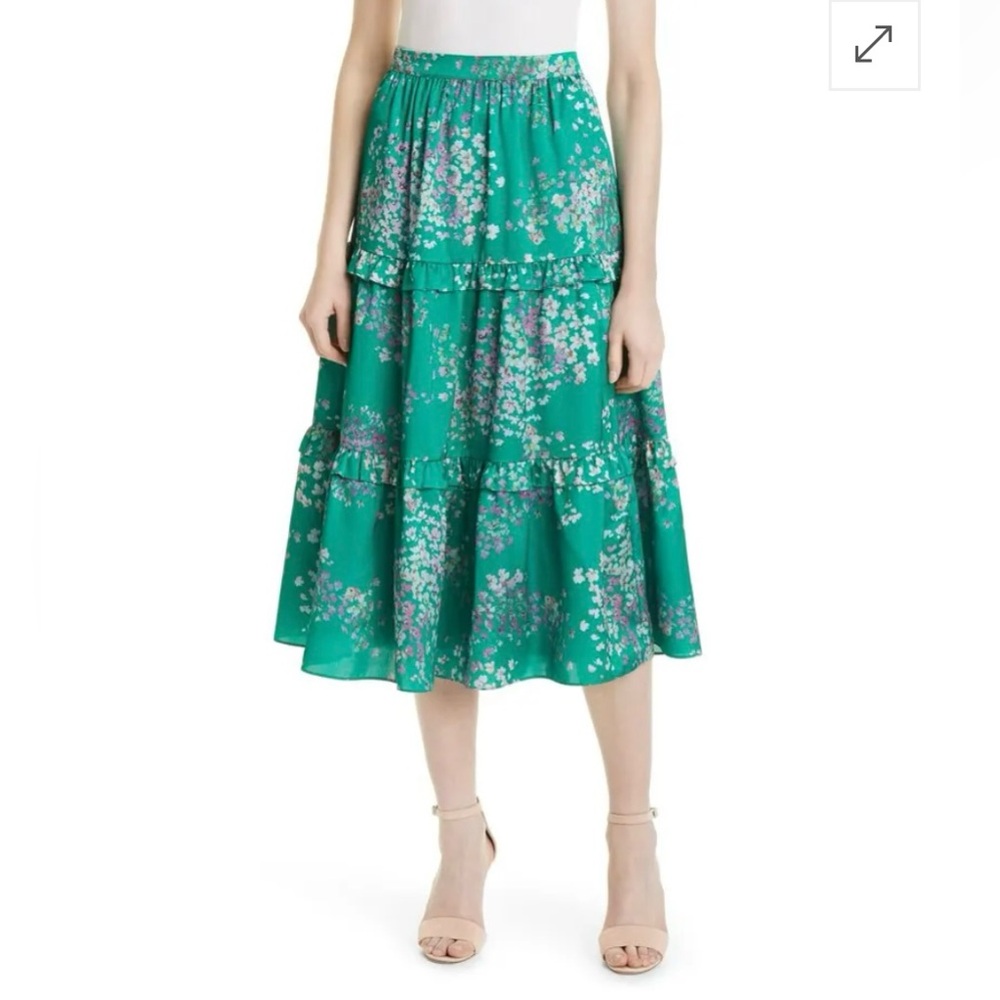 Ted Baker London Serendipity Green Floral Tiered Skirt Size 1